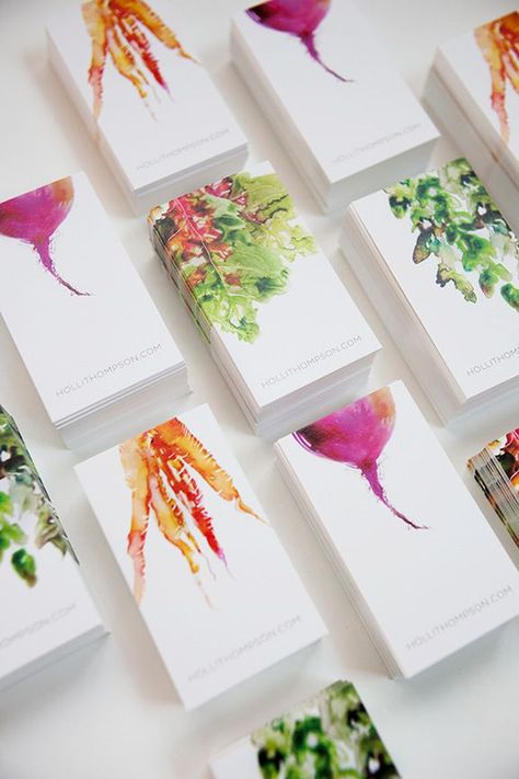 Watercolor Veggies colors logo business cards corporate identities Corporate Identity Inspiration, Watercolor Business, Buckminster Fuller, Cards Simple, Cards Watercolor, Branding Illustration, Textil Design, Watercolor Food, Karten Design