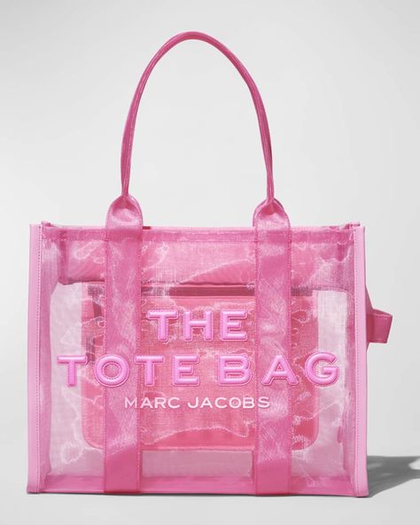 Mesh Tote Bag, Luxury Bags Collection, Marc Jacobs Tote, Girly Bags, Pink Tote Bags, Small Tote Bag, Luxury Purses, Pink Tote, Marc Jacobs Bag