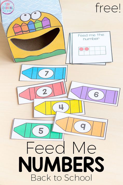 Printable Feed Me Numbers Crayon Activity for Back to School Crayon Activities, Numbers Game, Learn Numbers, Prek Math, Numbers Preschool, Counting Activities, Math Activities Preschool, Math Numbers, Preschool Lessons