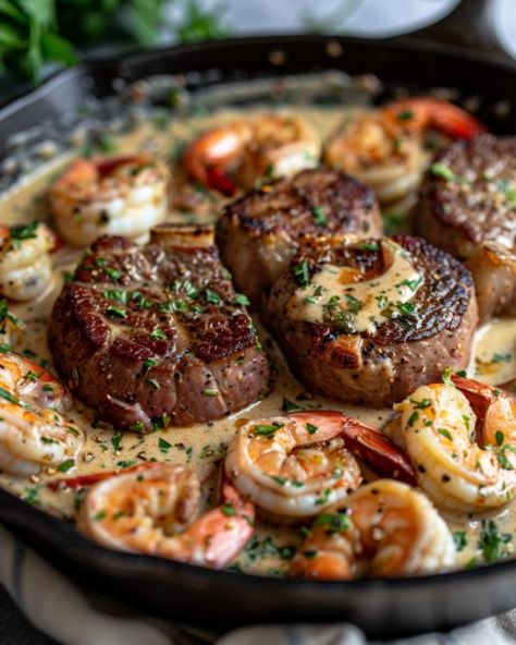 I vouch for it, the sauce is what makes this recipe shine Steak And Lobster Dinner, Food Recipes For Dinner Healthy, Healthy Easy Meals, Easy Meals Healthy, Healthy Foods Recipes, Healthy Food Recipes Easy, Healthy Tasty Recipes, Continental Cuisine, Meal Ideas Healthy