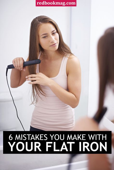 FLAT IRON MISTAKES: Addicted to your flat iron? If so, use these tips to avoid hair styling blunders and damaging mistakes! Here you'll learn the best way to pre-treat your hair, how to select the right heat setting for your hair, how to properly section hair, and so much more! We bet you're making this one major mistake that we've all done before! Click through to find out what it is and to find the best hair hacks and styling tips from Redbookmag.com. Straightening Hair Tips, Flat Iron Tips, Flat Irons Best, Straightening Hair, Ponytail Tutorial, Best Curlers, Hair Mistakes, Hair Waver, Flat Irons