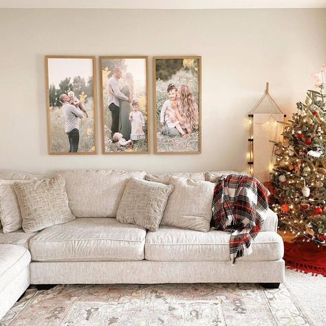 Portraits Behind Couch, Behind The Couch Wall Decor Family Photos, Family Photo Wall Above Couch, Above Sectional Couch Wall Decor, Family Photos Over Couch, Living Room Wall Decor Ideas Above Couch Family Photos, Photo Wall Above Couch, Picture Over Couch, Photos Above Couch