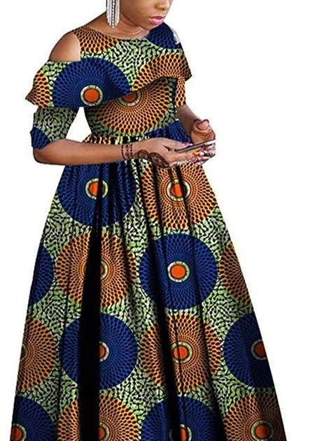 These African dresses are skirt back with hidden zipper，casual and charming, simple and unique, perfect for casual wear, events and formal wear. African cotton print pattern design, elegant and fashionable style. Cute and colorful, very pleasing and feminine. Kitenge Dress Designs Unique, Kitenge Dress Designs, African Dresses For Women Ankara, Unique Dress Design, Ruffles Collar, Car 2023, Dress Designs For Girls, Kitenge Dress, Kitenge Designs