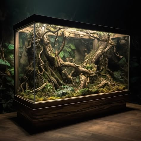 Modern Snake Enclosure, Water Monitor Enclosure, Large Terrarium Ideas Unique, Bioactive Terrarium, Paludarium Ideas, Dart Frog Vivarium, Snake Cage, Snake House, Bioactive Vivarium