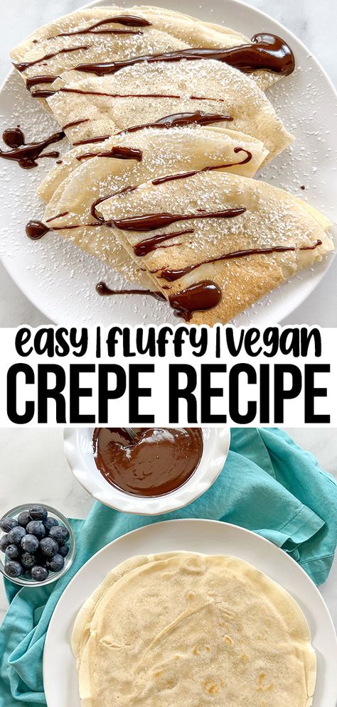 crepes with blueberries and chocolate ganache. Crepe Recipe Without Eggs, No Egg No Dairy Breakfast, Egg Free Crepes, Autoimmune Breakfast, Eggless Crepe Recipe, Crepes Without Eggs, Eggless Crepes, Dairy Free Crepes, Grain Free Crepes