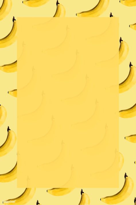 Hand drawn natural fresh banana patterned frame vector | premium image by rawpixel.com / Aom Woraluck Banana Background Wallpapers, Yellow Food Background, Molen Mini, Banana Image, Banana Background, Banana Nutrition, Banana Wallpaper, Street Food Design, Yellow Food