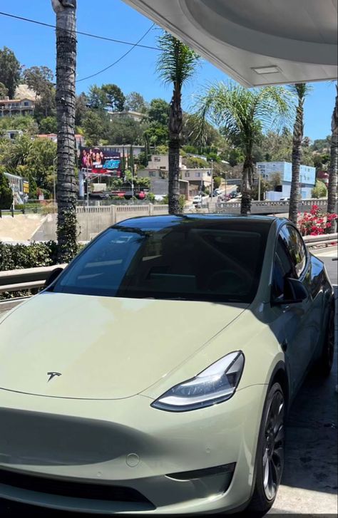 Green Cars Luxury, Tesla Wrap Colors, Cool Car Colors, Tesla Colors, Tesla Model 3 Wrap, Sage Green Car, Wrapped Tesla, Car Wrap Colors, Green Tesla