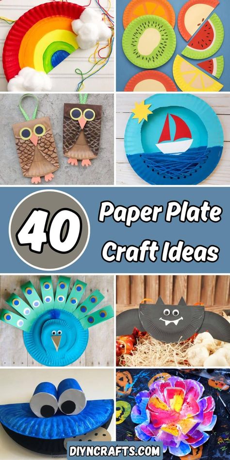 40 Paper Plate Craft Ideas Plate Craft Ideas, Paper Plates Crafts, Plate Crafts For Kids, Paper Plate Art, Kites Craft, Art And Craft Paper, Paper Plate Craft, Paper Flower Wreaths, Paper Plate Crafts For Kids