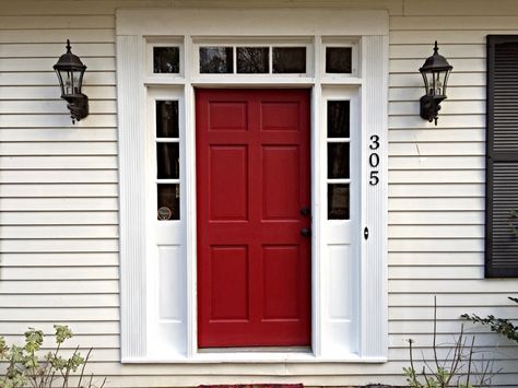 Our red door! Sherwin Williams Wild Current in satin. In love with this. Front Door Paint, Exterior Door Colors, Red Front Door, Door Paint, Front Door Paint Colors, Popular Paint Colors, Door Paint Colors, Design Door, Door Inspiration