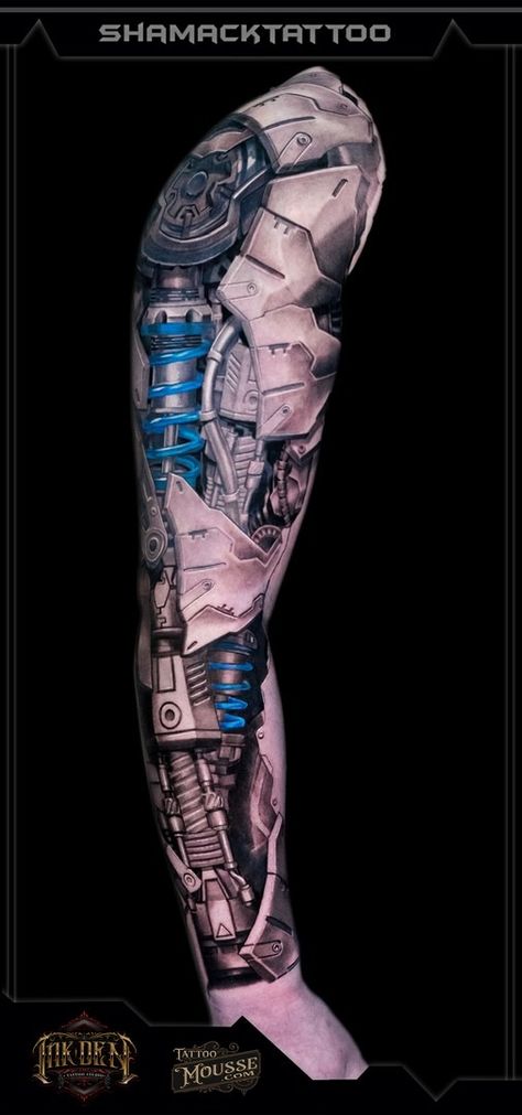 "SLEEVE BIOMECHANICAL full sleeve side2 black and grey with cables tattoo Done at Inkden Tattoo Studio by Shamack Malachowski Blackpool best shop" "SLEEVE BIOMECHANICAL full sleeve side black and grey with colour cables tattoo Done at Inkden Tattoo Studio by Shamack Malachowski Blackpool" Biomechanical Tattoo Arm, Mechanical Sleeve Tattoo, Mechanical Arm Tattoo, Terminator Tattoo, Biomechanical Tattoo Design, Robot Tattoo, Grayscale Art, Mechanic Tattoo, Traditional Tattoo Designs