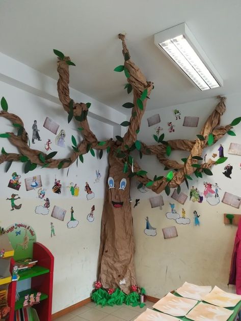 Reading Tree Display, Hanuman Birthday, Daycare Room Ideas, Classroom Tree, Jungle Theme Classroom, Reading Tree, Enchanted Tree, Forest School Activities, Diy Classroom