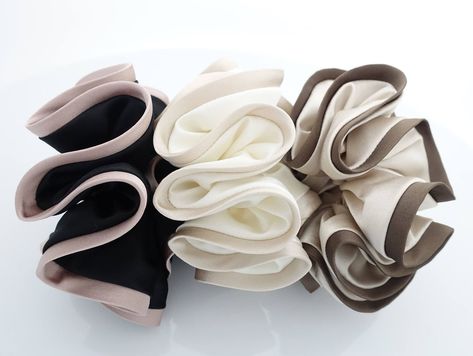 Satin Biased Trim Scrunchies Two Tone Glossy Fabric Elastic scrunchy P – veryshine.com Black Scrunchies, Hair Tie Accessories, Ponytail Holder, Fabulous Fabrics, Pink Tone, Ponytail Holders, Trim Color, Chain Link Necklace, Hair Accessories For Women