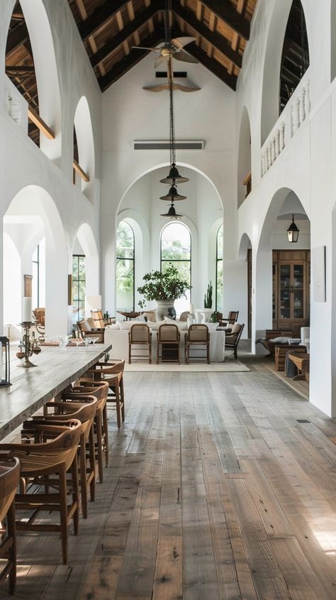 If I Designed an Abandoned Church — Living Bright Interiors Colonial Mansion Interior, Church Turned Into House, Spanish Revival Home Interiors, Church House Conversion, Church Converted To Home, Converted Church House, Spain Interior Design, French House Interior, Mediterranean Decorating