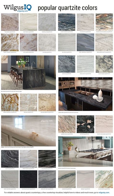 Concrete Alternatives, Quartz Kitchen Countertops Colors, Natural Countertops, Countertop Lighting, Quartzite Countertops Colors, Quartzite Kitchen Island, Countertop Design Ideas, Kitchen Countertop Design, Quartzite Countertops Kitchen