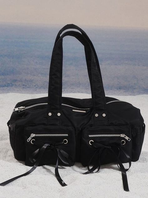 in black nylon Korean Bag, Multi Pocket Bag, Image Swag, Unusual Things, Black Cargo, Cargo Pocket, Nylon Fabric, Pocket Bag, The Times