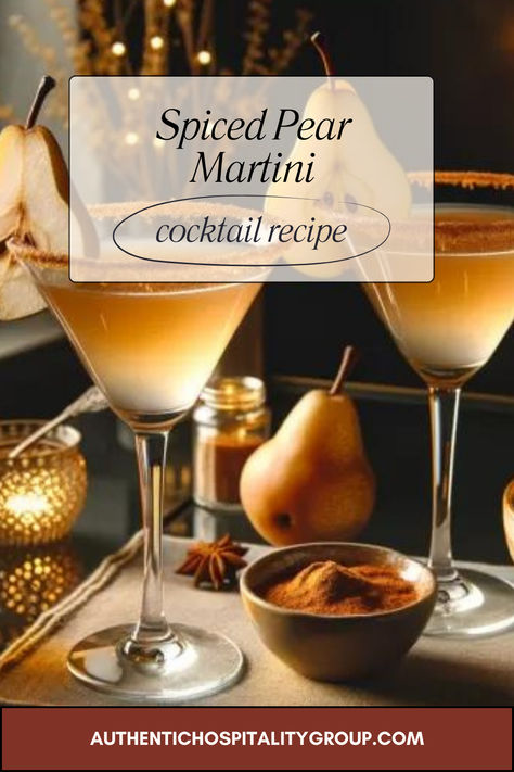 Savor the essence of fall with our Spiced Pear Martini, a perfect fusion of ripe pear flavors and warm spices in a glass. #SpicedPearMartini #FallCocktails #PearFlavor #AutumnSpirits #CocktailCrafting #SeasonalSips Apple Pear Martini, Spicy Pear Martini, St George Spiced Pear Liquor Cocktails, Spiced Pear Martini, Pear Martini, Pear Liqueur, Pear Vodka, Cocktail Bitters, Spiced Pear