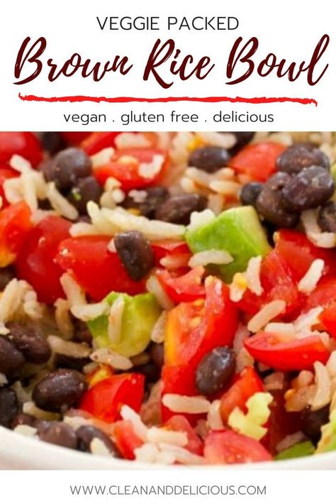 Brown Rice Black Bean Bowl, Rice Bowls Gluten Free, Healthy Brown Rice Bowls, Brown Rice And Black Beans Recipes, Black Beans And Brown Rice Recipe, Brown Rice And Beans, Easy Brown Rice, Black Bean Bowl, Bean Bowl