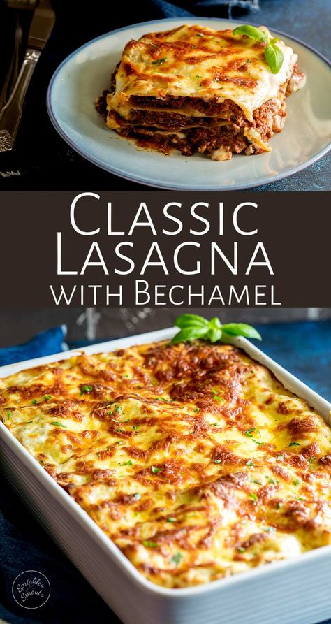 Lasagna Bechamel, Pizza Y Vino, Lasagna With Bechamel Sauce, Lasagna Recipe Easy, Recipe With Ricotta, Resep Oatmeal, Beef Lasagne, Lasagna Recipe With Ricotta, Classic Lasagna Recipe