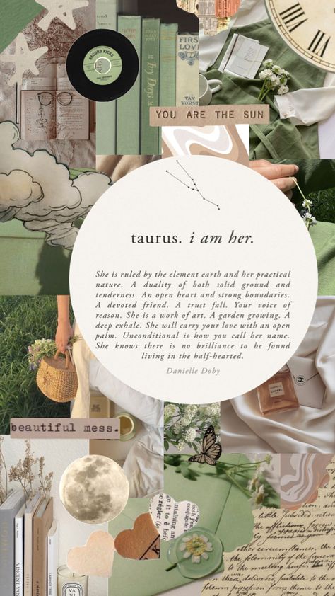 Wallpaper Backgrounds Taurus, Taurus Green Wallpaper, Taurus Collage Wallpaper, April Taurus Aesthetic, Taurus Aesthetic Art Wallpaper, Taurus Aesthetic Quotes, Zodiac Signs Aesthetic Wallpaper, Taurus Phone Wallpaper, Taurus Mood Board