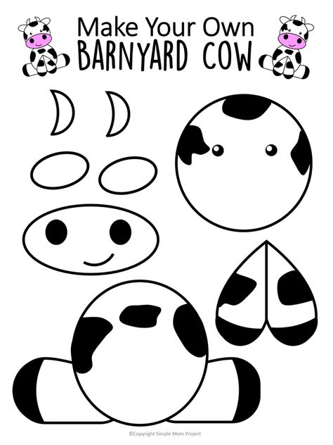 Use the FREE printable cow template to make this super cute and easy farm theme cow craft! This barnyard cow great for preschool toddlers and big kids! #FarmAnimals #FarmCrafts #FarmAnimalCrafts #CowCrafts Cow Template, Printable Cow, Unicorn Crafts For Kids, Simple Mom Project, Hand Kunst, Easy Preschool Crafts, Cow Craft, Farm Animal Crafts, Unicorn Craft