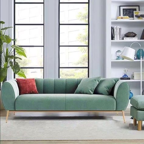 Sofas For Living Room Modern, Sofa Colour Ideas, Green Modern Sofa, 3 Seater Sofa Design, Sleek Sofa, Sofa Colour, Gold Sofa, Green Velvet Sofa, Corner Sofa Set