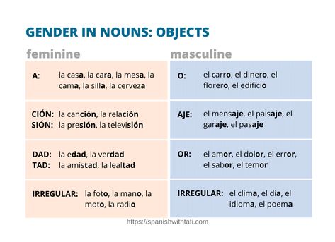 Spanish Nouns List, Nouns In Spanish, Masculine And Feminine Nouns, Spanish Articles, Teach Yourself Spanish, Basic Spanish, Basic Spanish Words, Feminine And Masculine, Learning Spanish Vocabulary