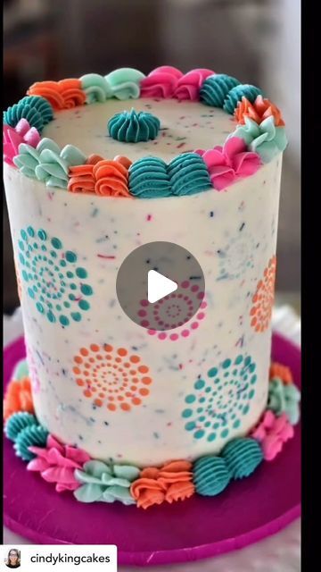 Beautiful cakes + desserts 🍧🍰 on Instagram: "🍭 Cake by @cindykingcakes 🍭 Currently obsessing over this technique 👌 Sprinkles in your buttercream, overlayed with stunning stencil work! 🤩 The combination of these ideas, plus the colours used, ends in a cake too beautiful to cut! What a work of art by the incredible @cindykingcakes 🧡
-
-
-
-
-
#stencilcake #stencilcakes #stenciling #stencilwork #sprinklescake #funfetticake #cakeskills #caketechniques #cakevideo #cakereels" Cream Color Combination, Instagram Cake, Funfetti Cake, Cake Videos, Stenciling, Beautiful Cakes, Cake Desserts, Butter Cream, Sprinkles