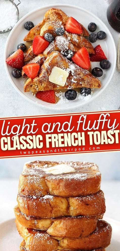 Fluffy French Toast Recipe, Awesome French Toast Recipe, Homemade French Toast, French Bread French Toast, Easy French Toast Recipe, Classic French Toast, French Cream, Best French Toast, Recipe Banana