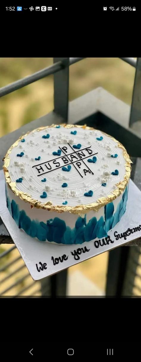 Husband/dad's birthday cake decoration idea Happy Birthday Gift For Husband, Cake Decorating For Husband Birthday, Birthday Ideas For Papa, Cake Designs For Dads Birthday, Cake Designs Birthday Husband, Husband Birthday Cakes Ideas, Happy Birthday Husband Cake Ideas, Bday Cake For Papa, Diy Cake For Husband Birthday