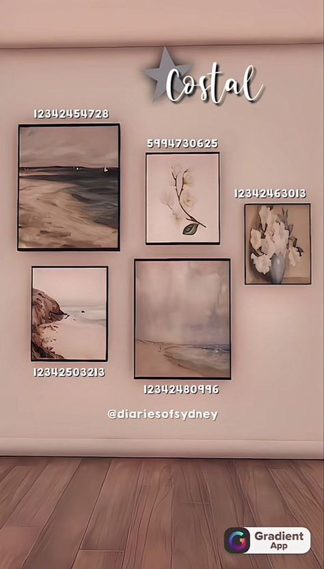 Berry Ave Picture Codes Aesthetic, Walls For Bloxburg, Bloxburg House Outline, Berry Avenue Codes Wall Decor, Bloxburg Home Picture Codes, Shelf Ideas Bloxburg, Painting Id Bloxburg, Asthetic Bloxburg Picture Codes, Aesthetic Codes For Bloxburg Pictures