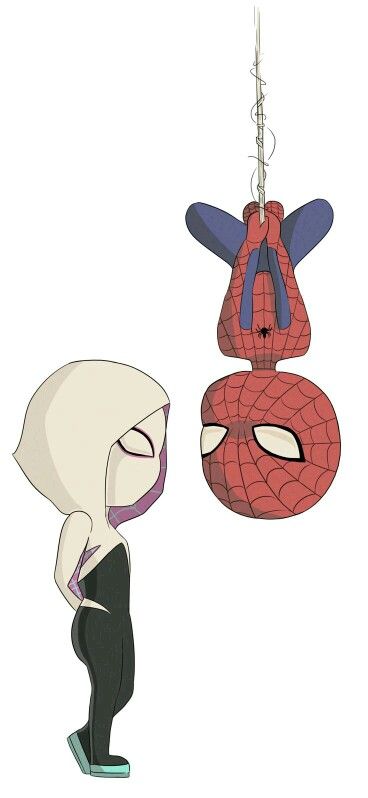 #Spider-man #Spider-gwen #cartoon Spiderman Y Gwen, Spiderman And Gwen, Chibi Spiderman, Spider Gwen Art, Gwen Spiderman, Spiderman Girl, Spiderman And Spider Gwen, Marvel Spider Gwen, ليلو وستيتش