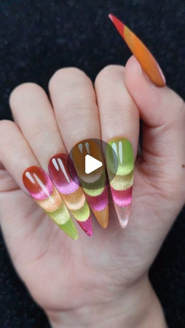 Nail art 💅 Manicure on Instagram: "🌈Neon glow-in-the-dark cat eye nails, layered with a chic French tip twist! ✨💅 Perfect for a bold, mesmerizing look that shines day and night. 
🛍️Products Used: Halloween 9D Galaxy Holo Cat Eye
🛒Link in bio 🔗

#NeonNails #GlowInTheDark #CatEyeNails #FrenchTip #NailArt #BoldNails #NightGlow" Cat Eye French Tip Nails, Cat Eye French Tip, Eye Nails, Magnetic Nails, Cat Eye Nails, Neon Glow, Neon Nails, Nail Tech, Nail Design