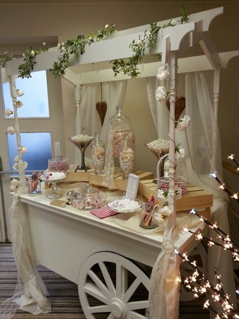 Candy Cart Candy Bar Cart, Bar Cart Wedding, Sweets Cart, Wedding Candy Cart, Sweet Cart, Sweet Carts, Candy Bar Party, Fuchsia Wedding, Sprinkle Shower