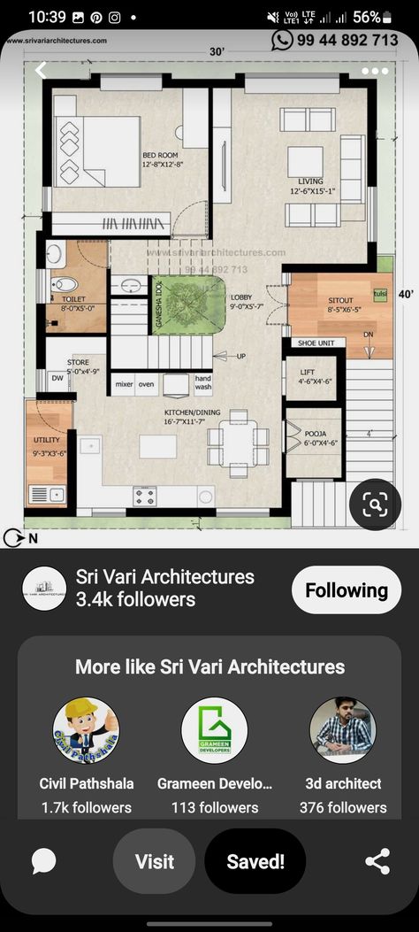 3bhk Bungalow Plan, 30 X 40 East Facing House Plans, East Facing Duplex House Plan Vastu, 30x40 House Plans East Facing, 30x50 House Plans East Facing, Vastu Plan, Residential Plan, 30x50 House Plans, Drawing House Plans