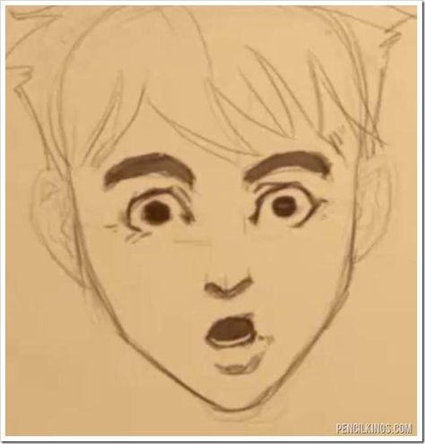 Surprise Face Expression Drawing, Faces Drawing Sketches, Shocked Face Drawing Reference, Surprised Face Drawing, Shocked Face Drawing, Scared Face Drawing, Surprised Expression, Surprised Face, Surprise Face