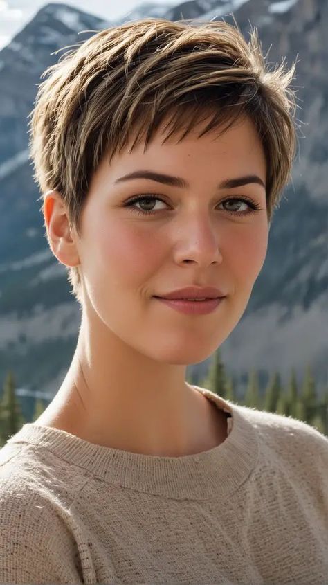 Best Hair Styles For Round Faces, Short Short Hairstyle Women, Short Cuts For Round Faces, Pixie For Round Face, Pixie Hairstyles For Round Faces, Short Haircut Ideas For Women, Michelle Collins, 40 Hairstyles, Edgy Short Haircuts