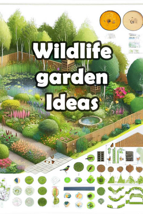 Transform your garden into an urban jungle with these 32 stunning wildlife garden ideas. Create a vibrant habitat for birds, bees, and other wildlife to thrive. From butterfly-friendly plants to birdhouses and bat boxes! Get inspired and embrace biodiversity with these easy-to-implement ideas that will not only beautify your garden but also contribute to the preservation of the environment. Start your journey towards a more eco-friendly and sustainable lifestyle today! Eco Garden Design, Certified Wildlife Habitat Yards, Wildlife Friendly Garden, Butterfly Garden Design Layout, Bird Garden Ideas, Gorilla Gardening, Garden For Birds, Wildlife Garden Ideas, Bug Habitat