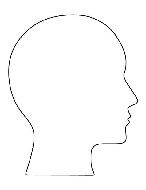 Human head pattern. Use the printable outline for crafts, creating stencils, scrapbooking, and more. Free PDF template to download and print at http://patternuniverse.com/download/human-head-pattern/ Blank Head Drawing, Blank Head Template, Blank Face Template, Human Outline, Head Template, Printable Outline, Head Outline, Silhouette Head, Face Outline