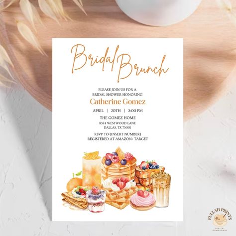 What better way to celebrate the bride to be than with some brunch?! 💛 This is an editable and printable invitation that can also be used as a digital invite! Head over to FullahPrints on Etsy to check out more! 💛 Bridal Brunch Shower, Bridal Shower Brunch Invitations, Bridal Brunch Invitations, Baby Shower Brunch, Brunch Invitations, Bridal Shower Brunch, Blueberry Pancakes, Blue Bridal, Bridal Brunch