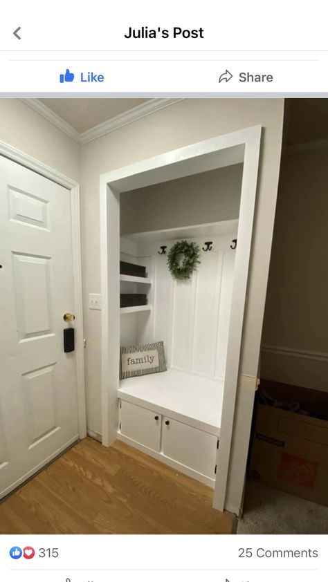 Front Closet Makeover, Small Entry Closet Ideas, Entry Way Closet Makeover, Small Entry Closet, Entry Closet Ideas, Entry Closet Makeover, Mudroom Closet Makeover, Closet Nook, Closet Conversion