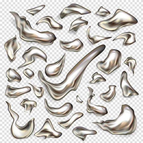 Free Vector | Melted silver drops, spilled mercury, precious platinum 3d realistic vector set Glowing Background, Melting Metal, Paint Drop, Liquid Silver, Metal Drop, Vector Online, Liquid Metal, Unique Logo Design, Skin Foundation