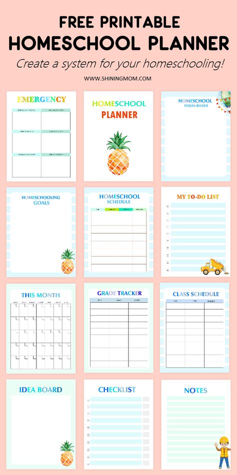 Organize your routines and lessons with our very best Homeschool Planner in free printable PDF for download. Get Homeschool Lesson Planners, Schedule Planners, Grade Trackers and More. #freeprintable #homeschool #freeplanners #shiningmomplanners 6th Grade Homeschool Schedule, Homeschool Planning Printables, Homeschool Schedule Printable, Expression Board, Printable Homeschool Planner, Lesson Planner Template, Homeschool Lesson Planner, Planner Freebies, Homeschool Lesson Plans