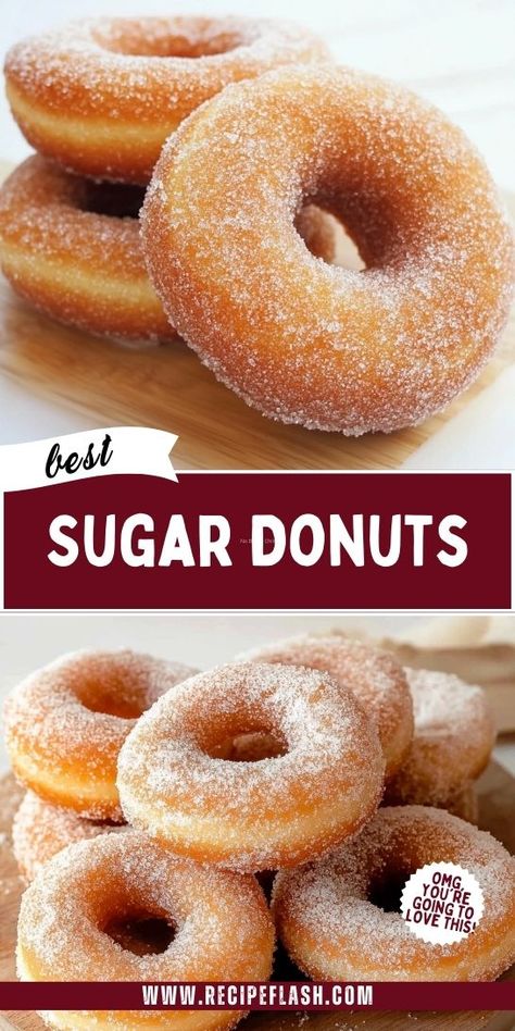 Want to impress your family with a delicious breakfast? Try the Perfect Sugar Donuts Recipe for soft, sweet donuts that are a morning favorite! These treats are perfect for any occasion. Save this recipe to ensure you never miss out on this delightful breakfast idea! Soft Donut Recipe, Donut Glaze Recipes, Sugar Donuts Recipe, Donuts At Home, Baked Donut Recipes, Sugar Donut, Donuts Recipe, Homemade Donuts, Breakfast Idea