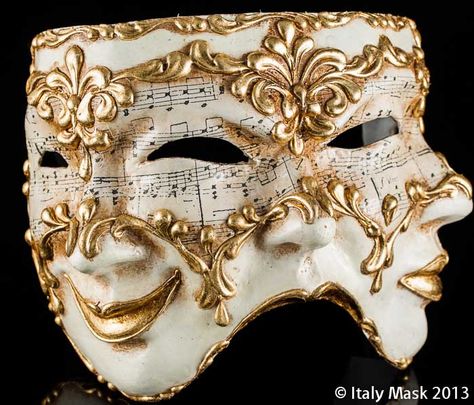 Venetian Masquerade Mask Trifaccia (at italymask.com) Theatre History, Traditional Mask, Jester Mask, Decorative Masks, Masquerade Theme, Venetian Masquerade Masks, Venice Mask, Theatre Masks, Venetian Masquerade