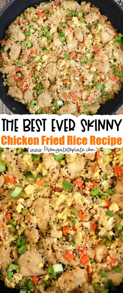 Skinny Chicken Fried Rice - From Gate To Plate Easy Chicken Fried Rice Recipe, Chicken Fried Rice Recipe Easy, Easy Chicken Fried Rice, Chicken Fried Rice Easy, Low Calorie Chicken, Chicken Fried Rice Recipe, Chicken Fried Rice, Chicken Fried, Chopping Block