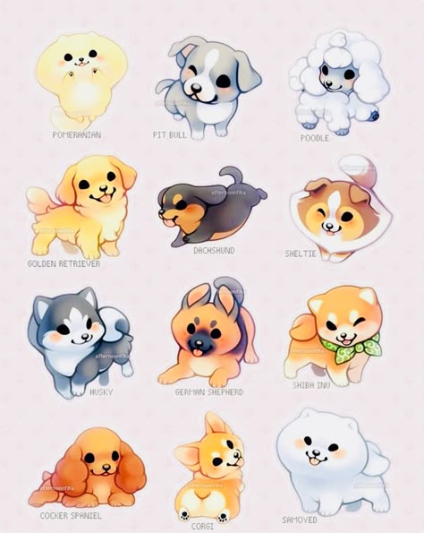 Anjing Pug, Chibi Dog, Ras Anjing, Cute Dog Drawing, Haiwan Lucu, Cute Kawaii Animals, 강아지 그림, Desen Anime, Animale Rare