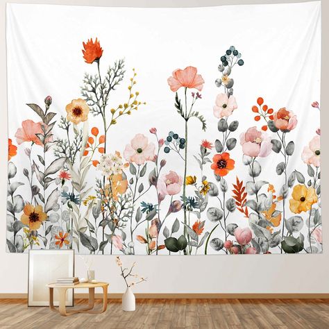 Plant Tapestry, Botanical Tapestry, Tapestry Flower, Wall Hanging Plant, Wildflower Pattern, Dorm Decoration, Mountain Tapestry, Tapestry Nature, Flower Tapestry