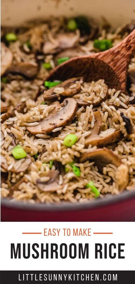 Vegan Mushroom Sauce, Rice Recipes Side, Mushroom Rice Recipes, Rice Side Dish Recipes, Fluffy Rice, Mushroom Rice, Sauce For Rice, Rice Side, Rice Recipes For Dinner