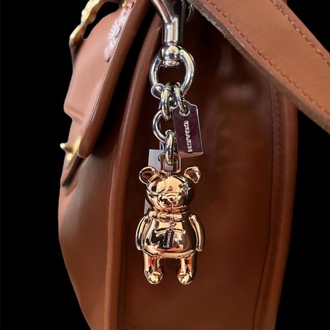 Bnwt Teddy Bear Coach Keychain In Golden & Silver Tone F1 Keychain, Coach Keychain, Money Moves, Bags Coach, Detailed Jewelry, Ring Bag, Luxury Purses, Bag Charms, Handbag Charms