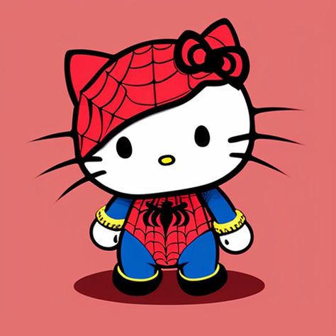 Spider Hello Kitty, Spider Man And Hello Kitty, Spider Man Hello Kitty, Drawings With Meaning, Hello Kitty Pumpkin, Bow Drawing, Baby Spiderman, Hello Kitty Printables, Spiderman Cartoon